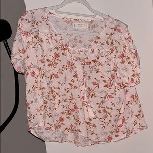 Lucky Brand Pink Crop Buttoned Blouse